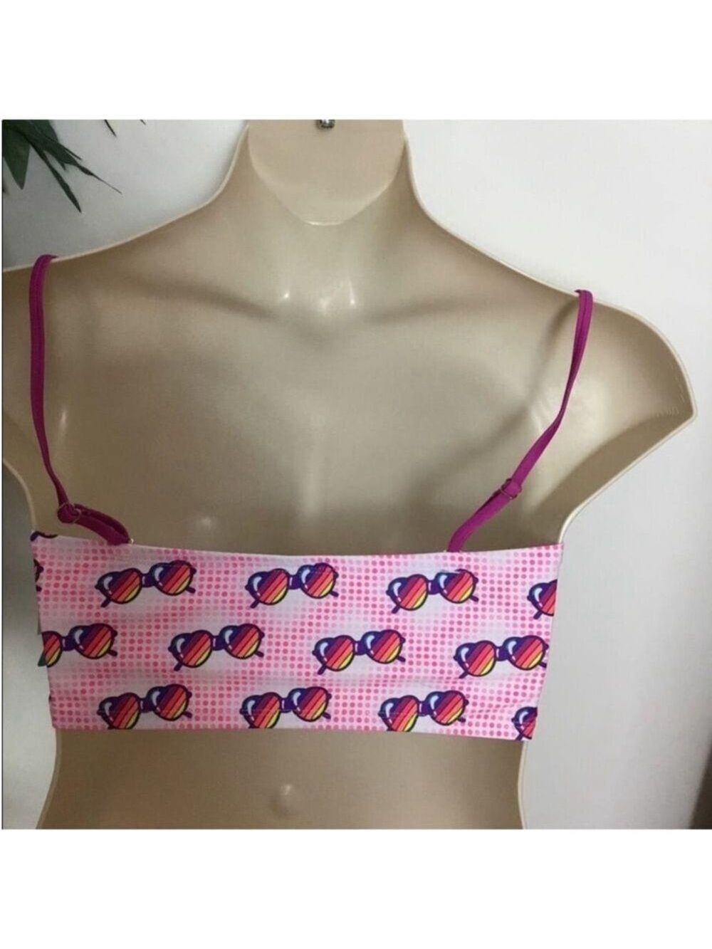 Undercurrent Bandeaukini Woman's Juniors size XL pink dots & sunglasses theme - Picture 5 of 10